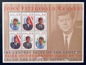 GRENADA JOHN F KENNEDY STAMPS SHEET JFK 2001 MNH FACES OF THE CENTURY PRESIDENT - Picture 1 of 1