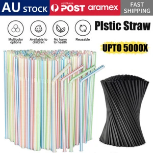 Up to 5000x Disposable Bendable Drinking Straw BPA 18/21cm Juice Drink Party - Picture 1 of 16