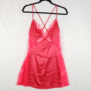 Victorias Secret Satin Slip Womens Medium Cross Back Lingerie Lace Trim NWT 2014 - Picture 1 of 11