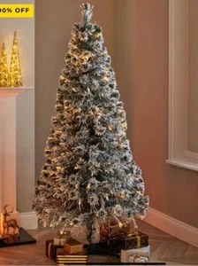 Fibre Optic Christmas Tree 6ft Snowflocked Snow Covered Flocked Warm White 0342 - Picture 1 of 4