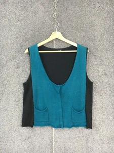 Animale womens vest 12 green sleeveless scoop neck wool cotton pockets casual M - Picture 1 of 18