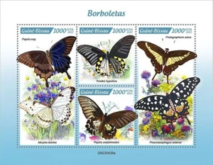 BUTTERFLIES Butterfly Insects MNH 4v-Stamp Sheet #684 (2022 Guinea-Bissau) - Picture 1 of 1