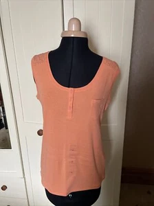 MAINE New England Light Orange Cotton Broderie Anglaise Trim Vest UK Size 12 NEW - Picture 1 of 8