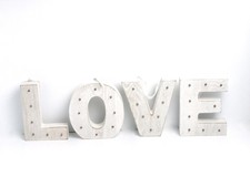 LOVE Letter Lights Led Light Up White Wooden letters Standing/ Hanging - New