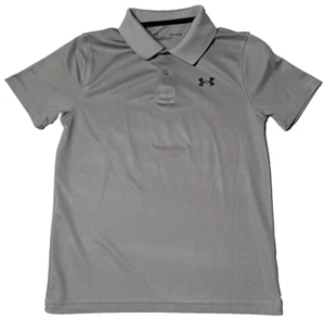 UNDER ARMOUR LOOSE Boys Medium Gray Short Sleeve Polo Shirt - Picture 1 of 14
