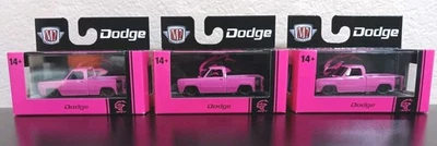 NEW 2025 1/64 M2 MACHINES 1976 DODGE ADVENTURER 150 PINK HELLCAT LOT OF 3 - Image 1 of 4