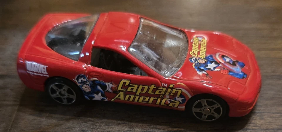 3" 2002 Maisto Marvel #9 Red Captain America 1:64 Loose Chevrolet Corvette Car - Image 1 of 4