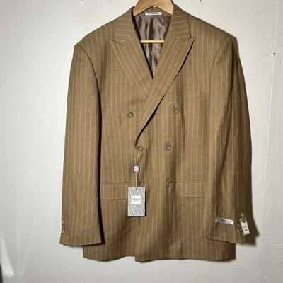 Vinci Philosophy Suit Sport Jacket Blazer Men’s 38R Camel Pinstripe New - Image 1 of 4