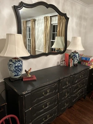 Vintage French Country / Provincial Dresser and Mirror by Hellam Furniture - Image 1 of 4