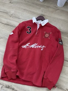 St. Moritz #3 Corviglia Herren Polo Snow Team Ski Rare Vintage Shirt Gr. Xl - Bild 1 von 12