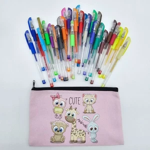 Canvas Toiletry/Makeup Bag, Feminine Pouch, Travel Bag, Pencil Case Pink - New - - Picture 1 of 15