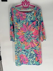 Lilly Pulitzer buntes Blumen Viskose Stretch Kleid Größe S - Bild 1 von 8