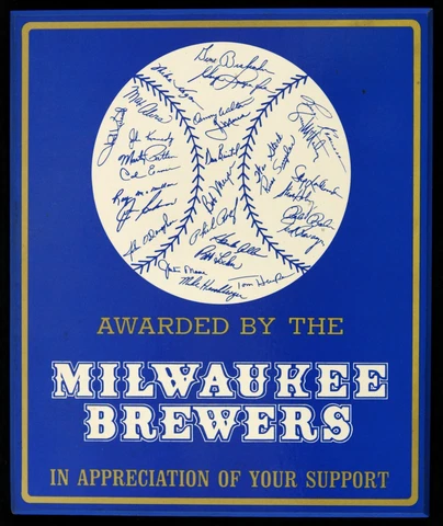 1970 Milwaukee Brewers Facsimile Signed Baseball Wooden Plaque 8" x 9" Cover