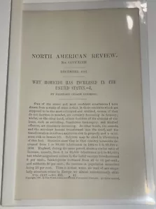 Rare 1897 North American Review “Why Homicide Has Increased In The U.S. Lombroso - Imagen 1 de 6