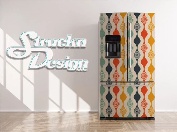 Retro Pattern Vintage Texture Beige Fridge Freezer Wrap Side Door Vinyl Decal - Imagem 1 de 1