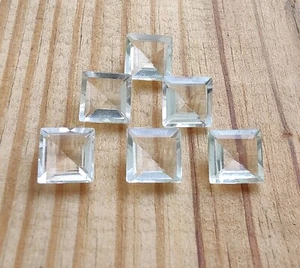 Square Faceted Cut Natural Crystal Quartz 6x6mm To 10x10mm Loose Gemstone - Imagen 1 de 5