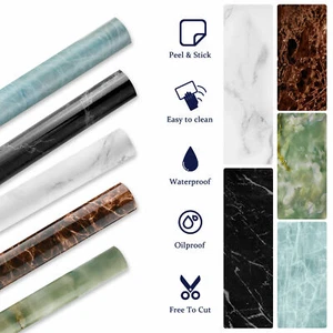 Marble Contact Paper Self Adhesive Peel & Stick Wallpaper PVC Kitchen Countertop - Picture 1 of 24