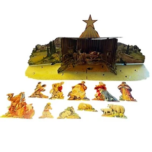 Belén Pesebre Navidad Vintage Cartón Recortado Escena Completo Sin Caja - Imagen 1 de 22