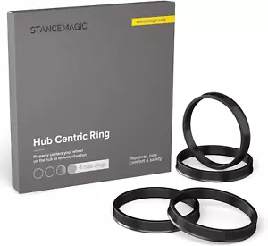 4-Pack Hubcentric Rings 57.1mm to 66.6mm-For Audi VW BMW Dodge-Black Poly Carbon - Picture 1 of 2