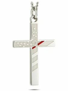 Women's Thin Red Line Flag Cross Necklace-Isaiah 6:8 Shields of Strength - Picture 1 of 8