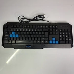 A-Jazz GB/T PC Gaming Keyboard GB/T 14081-1993 Wired USB Keyboard Black & Blue - Picture 1 of 10
