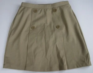 LANDS END Khaki School Uniform Ponte Button Front Skort Girls 12 *NEW* - Picture 1 of 6