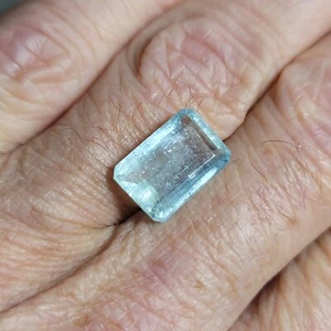 Handcut Natural 5.16ct Brazilian Aquamarine Blue Beryl Gemstone; Emerald Cut - Picture 1 of 6