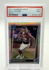 2021 Donruss Optic Nico Collins Holo PSA 9 Mint Prizm Rookie RC #230 Texans