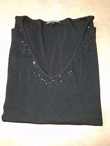 PIERRI NEW YORK SCHWARZER PAILLETTEN PULLOVER PULLI ÄRMELLOSES SHIRT GR. 3X - Bild 1 von 5