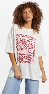 Billabong SALT CRYSTAL WHITE Women's Coastal Tides Oversized T-Shirt, US Small - Picture 1 of 4