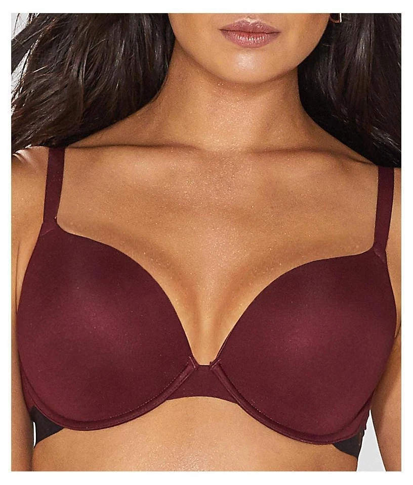Sujetador push-up DKNY clásico de algodón con elevación personalizada, 34A, Burdeos Foto 1 de 1
