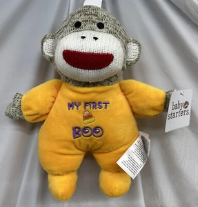 Baby Starters My First Boo Halloween Sock Monkey Plush Rattle Toy Infant 9” inch - Picture 1 of 4