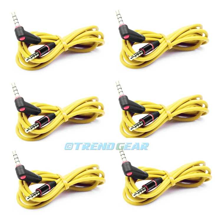 6X 4FT 3.5MM AUX L JACK M/M AUDIO STEREO CABLE YELLOW FOR IPHONE 5S 5C IPOD NANO - Image 1 of 1