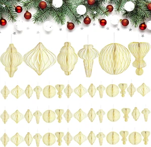 48 Pcs Christmas Paper Honeycomb Balls Party Pom Poms Special-Shaped Decorative - Picture 1 of 7