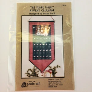 Powder Mill Pattern Flake Family Advent Calendar Christmas Wall Hanging Snowman - Picture 1 of 4