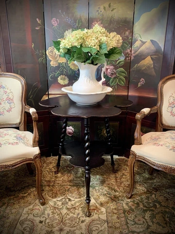 RARE 18th Century English Cloverleaf Garden Table Cover