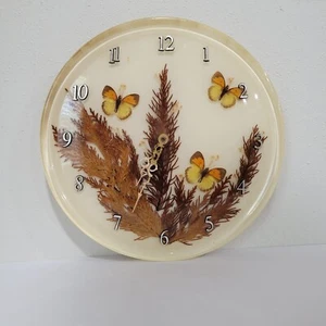 Vintage Resin Butterfly Floral Wall Clock Quartz Movement 13" Grandmacore - Picture 1 of 5