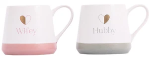 WIFEY & HUBBY MUGS SET Mug Wedding Gifts Bride Groom Couple Coffee Cups Present - Picture 1 of 5