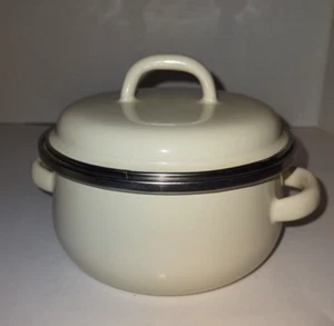 Vintage Megaware 0,5 qt. Creme Emaille bedeckt Kochgeschirr - Bild 1 von 5