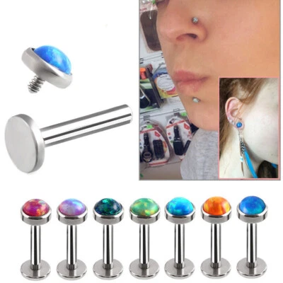 Opal Lip Bar Labret Ring Innengewinde Ohr Tragus Knorpel Ohrstecker Pierci ❤ ▽ - Bild 1 von 4