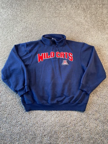 VINTAGE Arizona Wildcats Sweatshirt Mens Large Blue Red Pullover Casual FLAW Cover