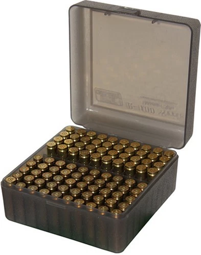 MTM RS10041 Ammo Box 100 Round Flip-Top 223 204 Ruger 6X47 Clear Smoke