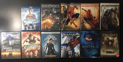 11 Kids DVDs Spiderman Superman LOTR Tranformers Avatar Lara Croft Tomb Raider - Image 1 of 4