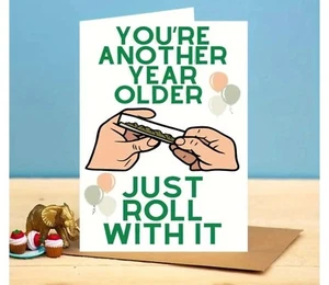 Geburtstags Karte mit Umschlag lustig Joint Kiffen Marihuana Glückwunsch Karte - Bild 1 von 4