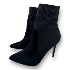 Catherine Malandrino Black Knit Sock Stiletto Booties Pointed Toe Sz 10 - Picture 1 of 11
