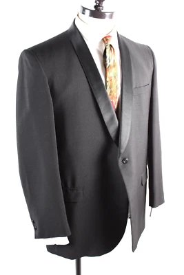 After Six Vintage 60s Wool Tuxedo Jacket Men’s 44L Black Formal Dinner Coat - Image 1 of 4