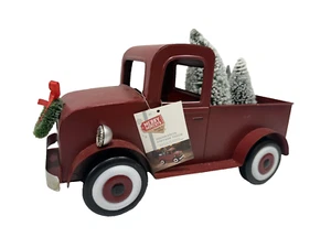Vintage Style Red Metal Truck Decorated For Christmas 12” x 5.5” READ - Picture 1 of 11