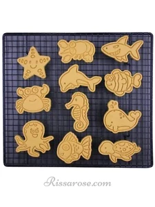 Ocean theme animals cookie cutter fondant embosser - Octopus Dolphin Seahorse Tu - Picture 1 of 15