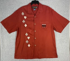 Nat Nast Men’s Large Red Orange Short Sleeve Silk Shirt World Series of Poker - Picture 1 of 11
