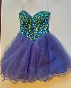 Womens Sherri Hill Purple  Dress with Jeweled Corset - Glamorous Fun for Prom - Picture 1 of 3